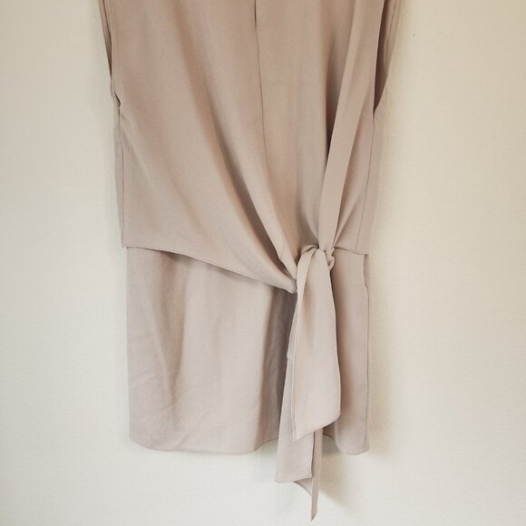 Tibi Savanna Double Layer Tie Front Dress Blush Cream Color Sz 6 TriacetateBlend - Picture 8 of 16